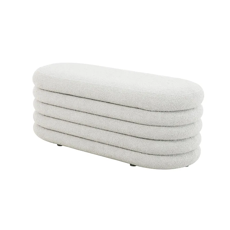 BLOSSOM XL Hocker mit Stauraum und Boucle-Bezug