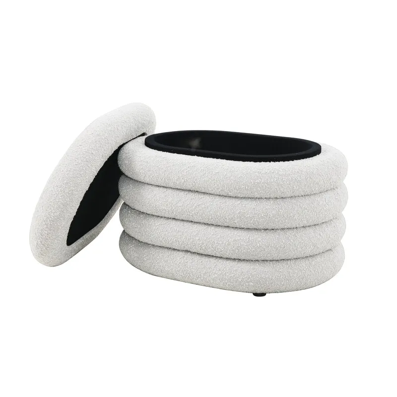 BLOSSOM S Hocker mit Stauraum und Boucle-Bezug