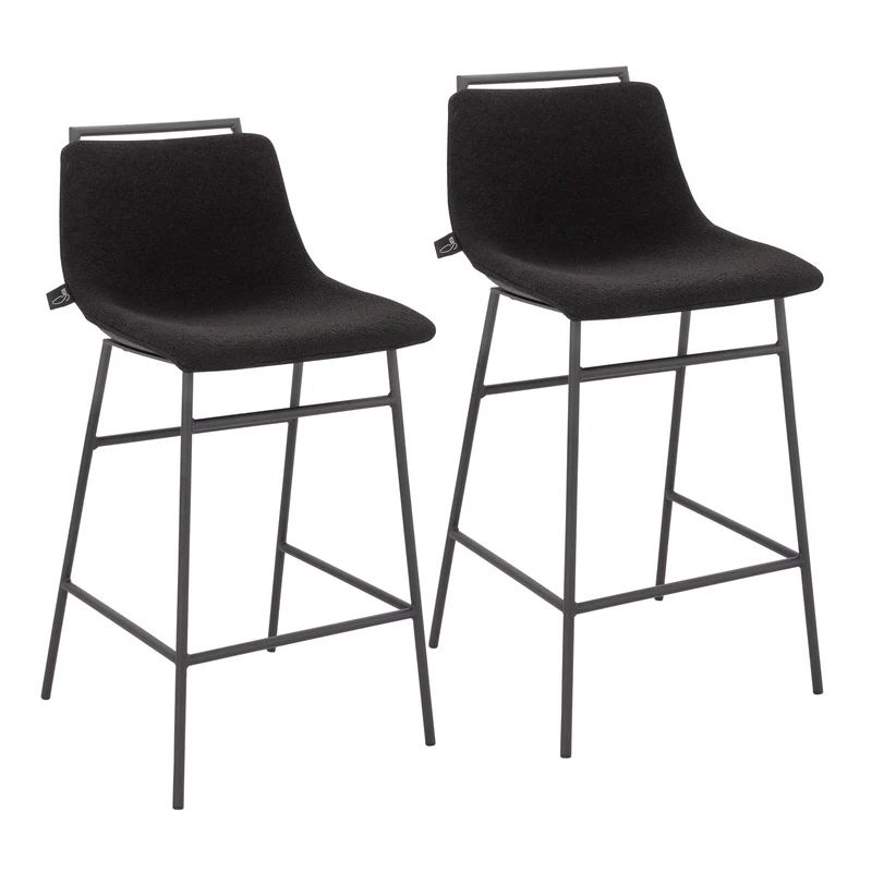 CAMILLE 2er Set Barhocker Boucle Schwarz