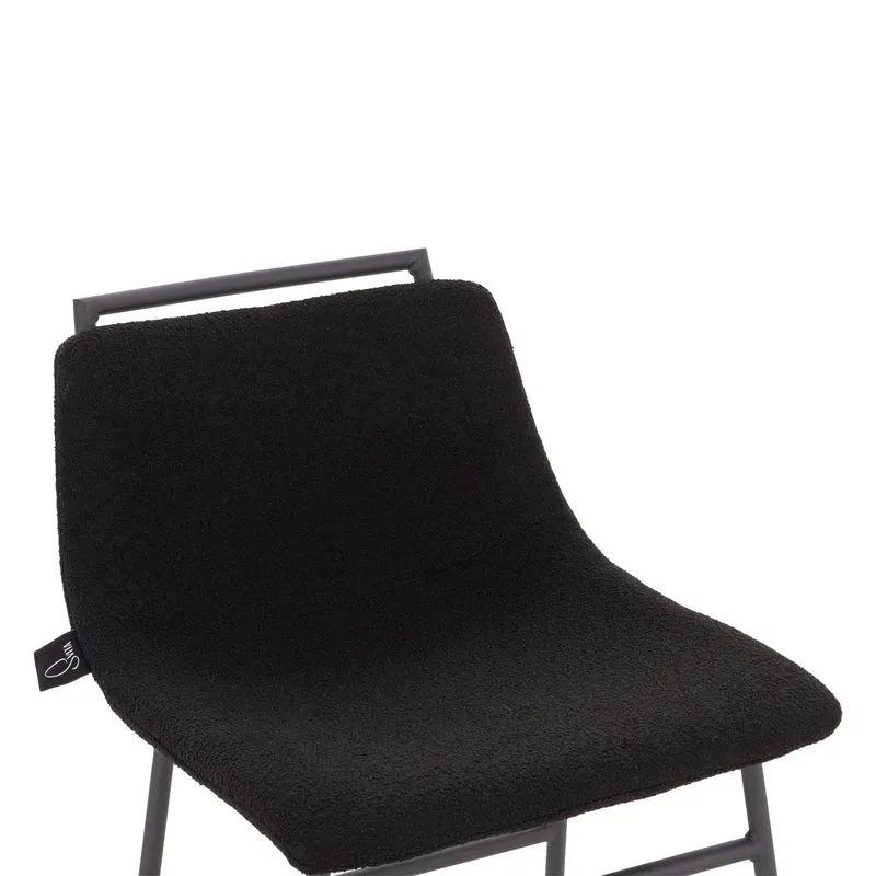 CAMILLE 2er Set Barhocker Boucle Schwarz