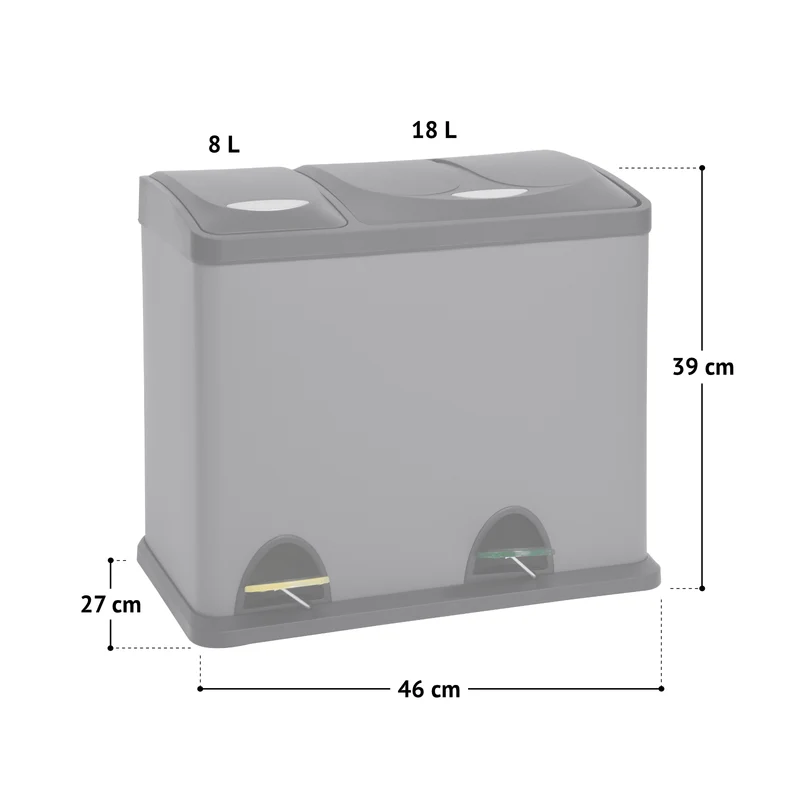 TC2Combo26 Mülleimer Grau 26 Liter