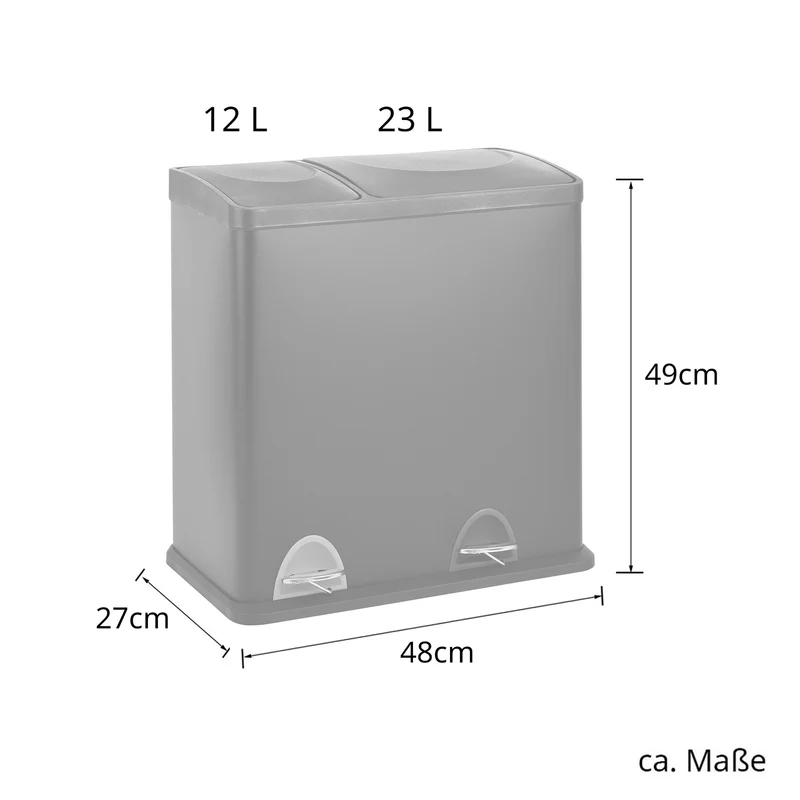 TC2Combo35 Mülleimer Schwarz 35 Liter (12+23L)