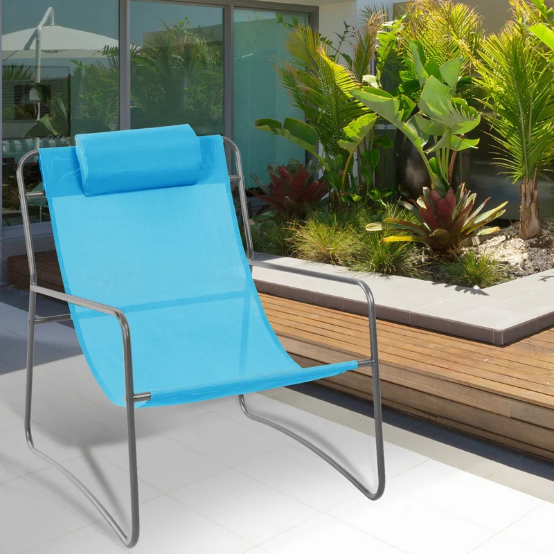 SVEIO 2er Set Outdoor Relaxsessel Gartenstuhl mit Kissen Liegestuhl