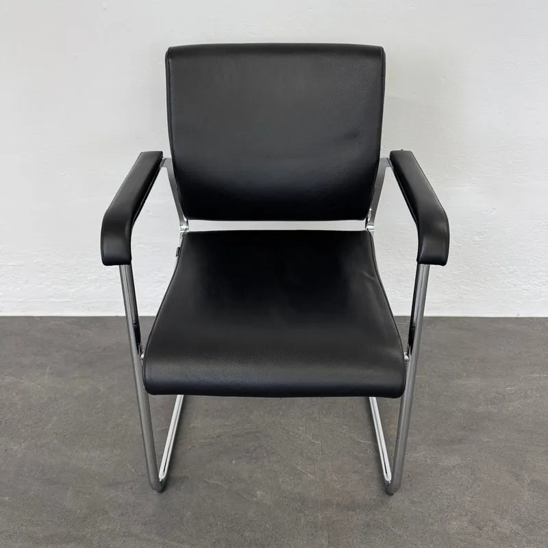 Wilkhahn Sito Freischwinger Leder Schwarz