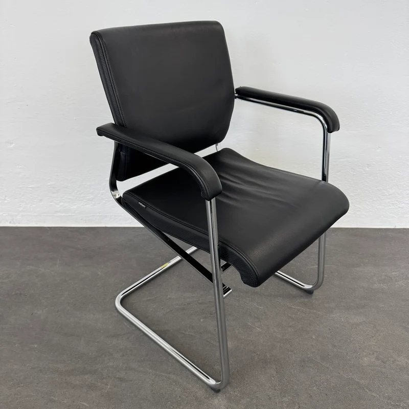 Wilkhahn Sito Freischwinger Leder Schwarz