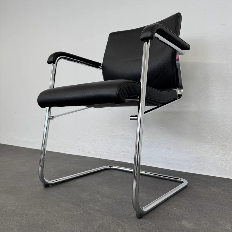 Wilkhahn Sito Freischwinger Leder Schwarz