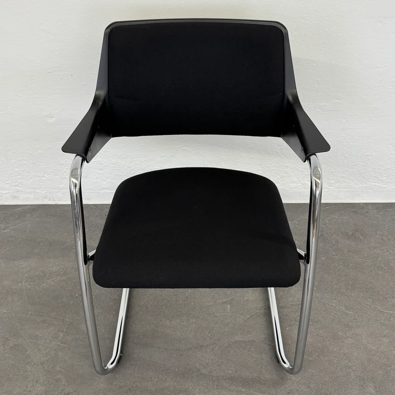Girsberger 3300 Freischwinger mit Polsterung Stoff Schwarz - Gestell Chrom