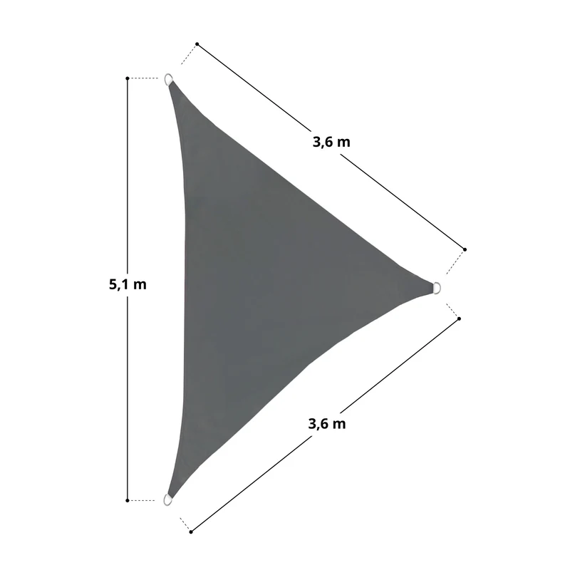 Sonnensegel Dreieck Dunkelgrau 3,6x3,6x5,1m