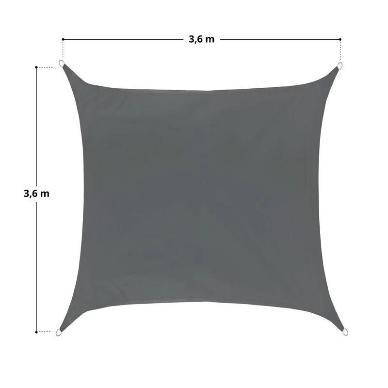 Sonnensegel Viereck Dunkelgrau 3,6x3,6m