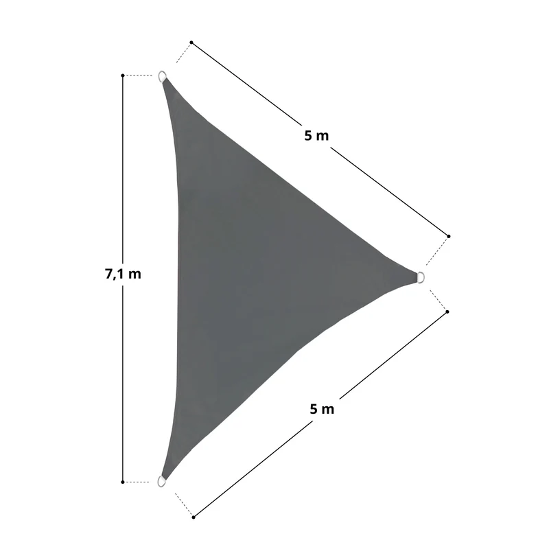 Sonnensegel Dreieck Dunkelgrau 5x5x7,1m
