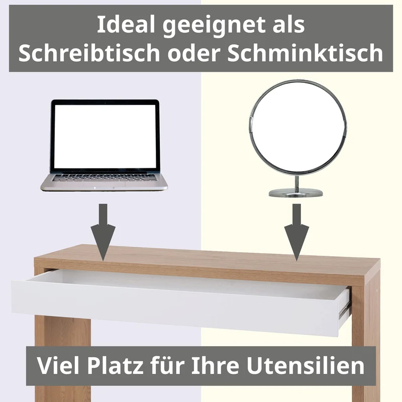 ANGULAR Schreibtisch mit Schublade Schminktisch Frisiertisch 120x40x76 cm