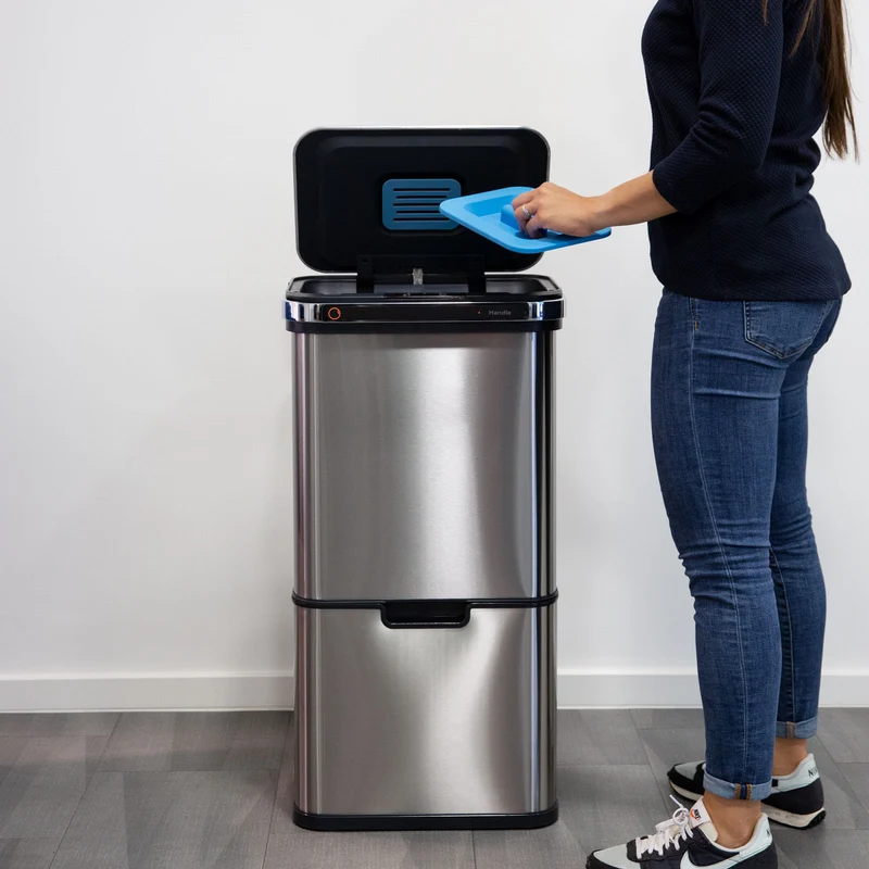 Sensor-Mülleimer 60L Selbstreinigungsfunktion und Aktivkohle-Filter