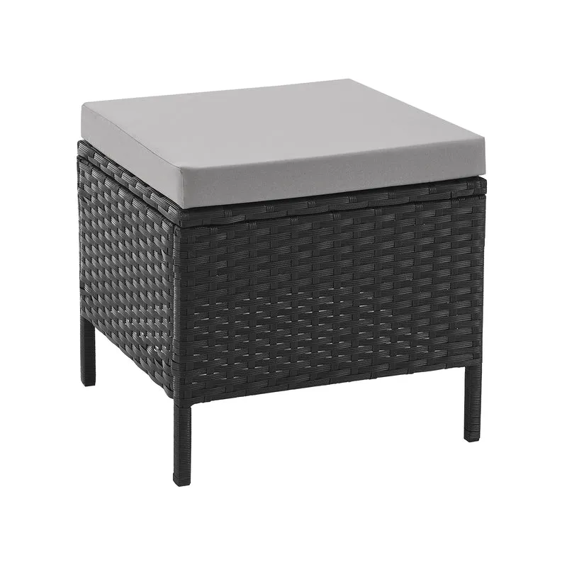 MADISON Essgruppe Set Abdeckhaube Rattan-Lounge Garnitur Schwarz