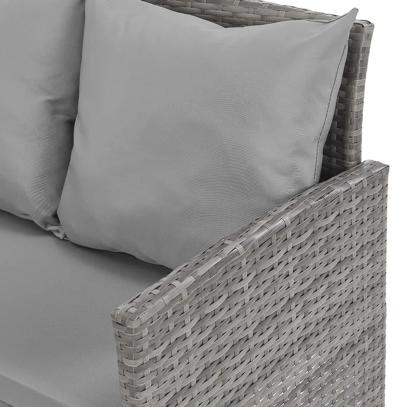 MADISON Set Poly-Rattan Garten-Lounge Rattan-Set Abdeckhaube Grau