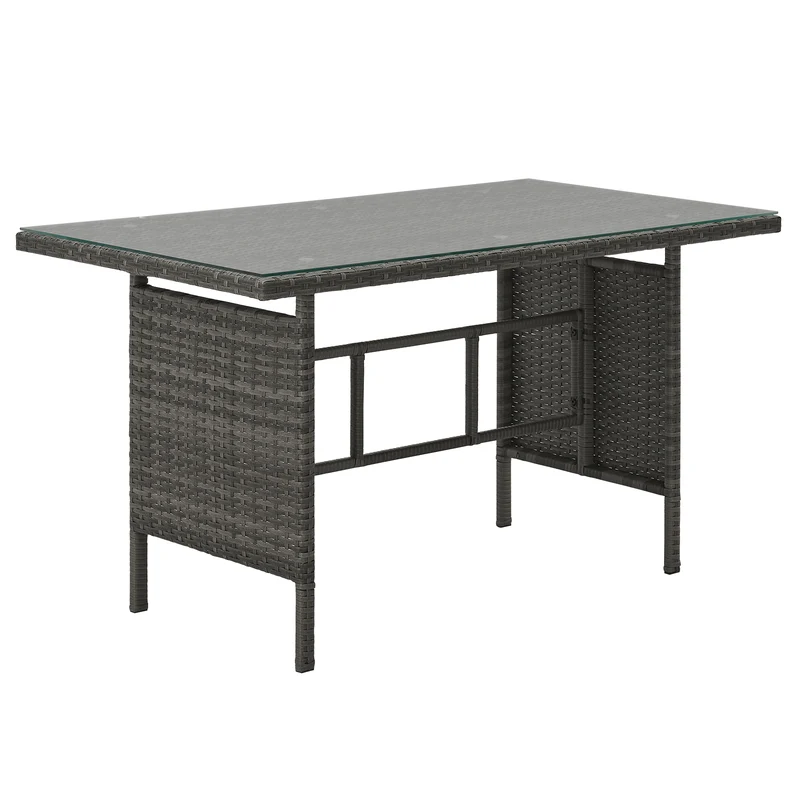 MONROE Garten-Lounge Set Abdeckhaube Outdoor Rattanlounge Essgruppe Polyrattan Lounge-Möbel Sitzgruppe Grau