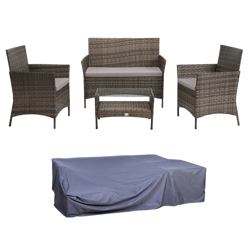91925 + 91102 Rattan + Haube Brooklyn Set Braun (92925)