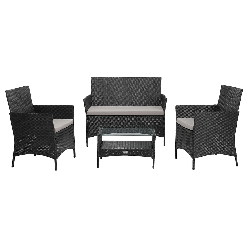 91924 + 91102 Rattan + Haube Brooklyn Set Schwarz (92924)