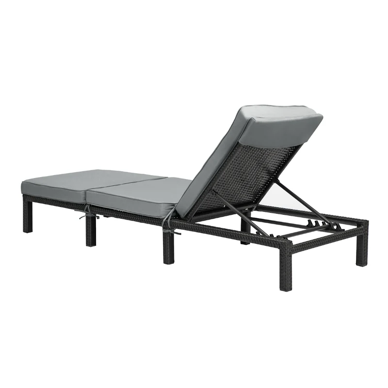 2er Set PEACH Gartenliege Polsterauflage Klappbar Polyrattan Schwarz