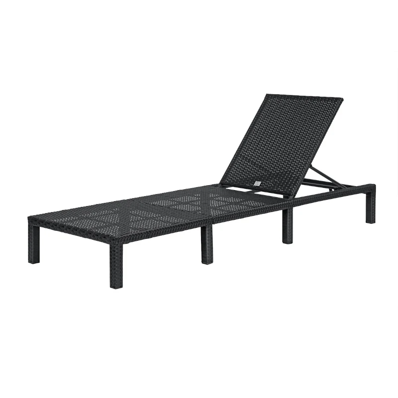 2er Set PEACH Gartenliege Polsterauflage Klappbar Polyrattan Schwarz