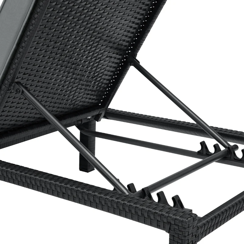 2er Set PEACH Gartenliege Polsterauflage Klappbar Polyrattan Schwarz