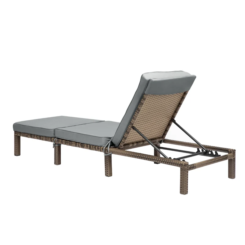2er Set PEACH Gartenliege Polsterauflage Klappbar Polyrattan Braun