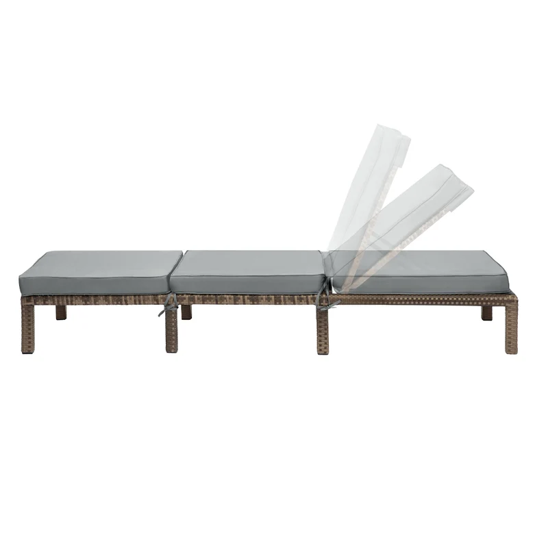 2er Set PEACH Gartenliege Polsterauflage Klappbar Polyrattan Braun
