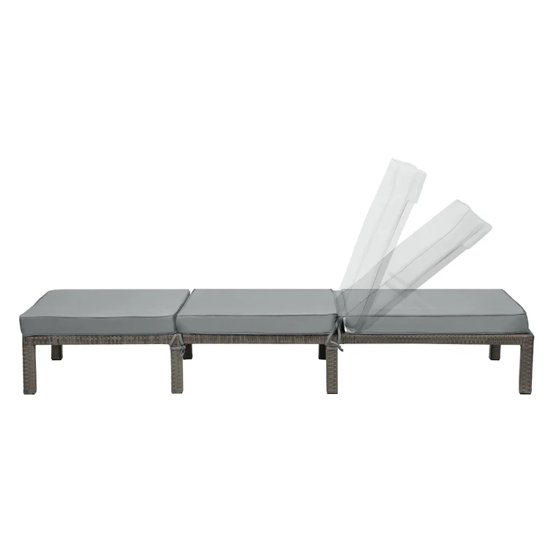 2er Set PEACH Gartenliege Polsterauflage Klappbar Polyrattan Grau