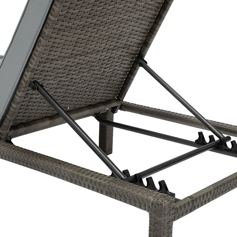 2er Set PEACH Gartenliege Polsterauflage Klappbar Polyrattan Grau