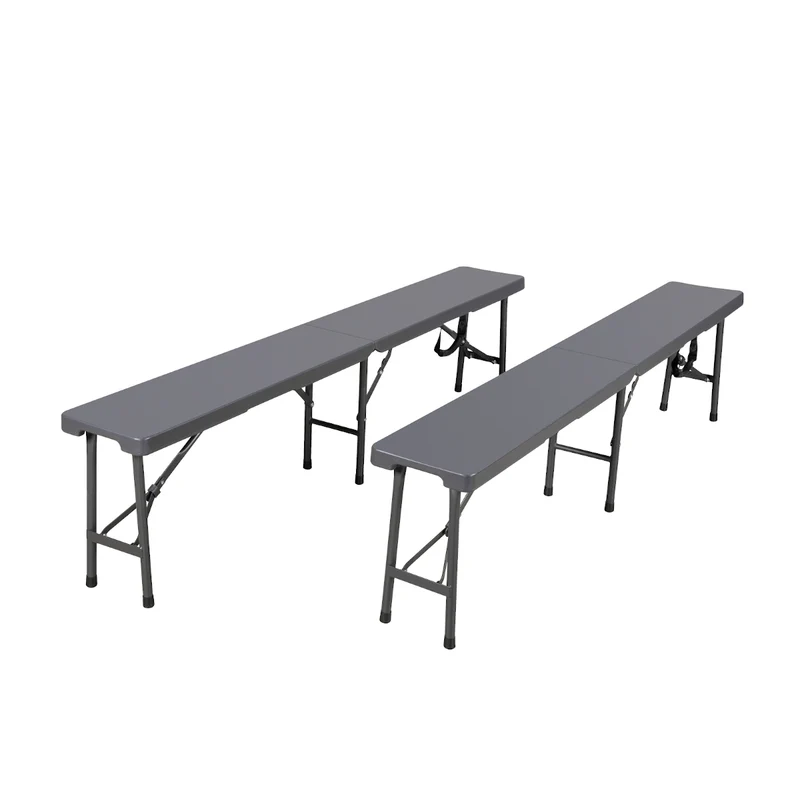 Set Buffettisch mit Klappbänken faltbar 180 cm Grau (91559)