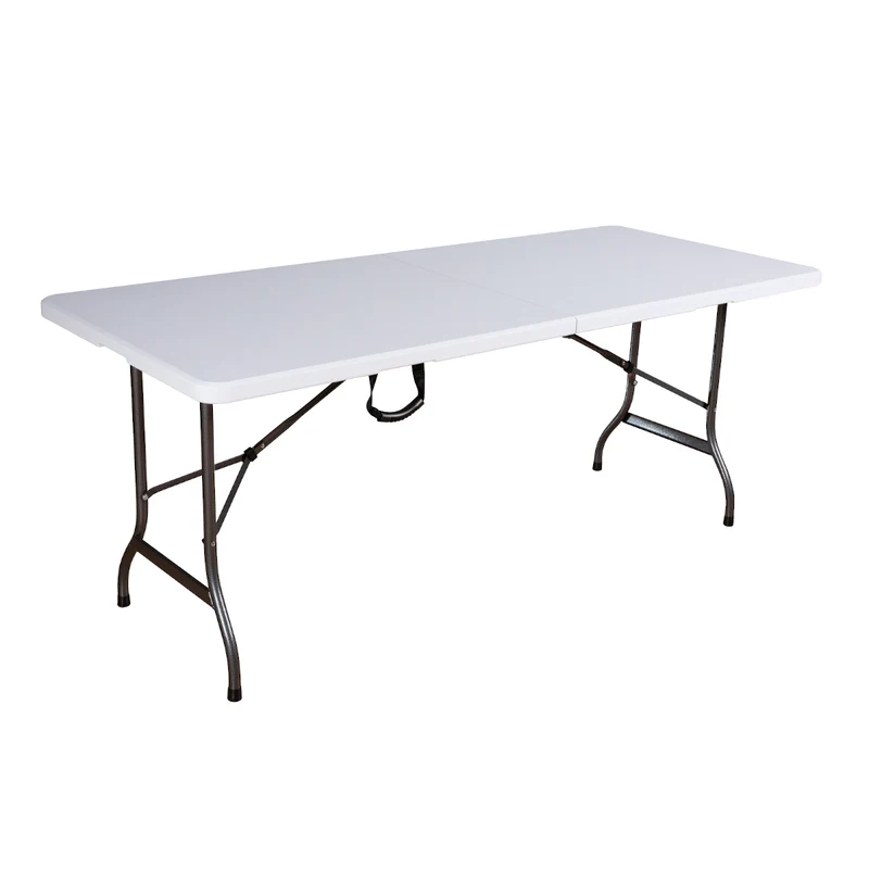 Set Buffettisch mit Klappbänken faltbar 180 cm Weiß (91558)