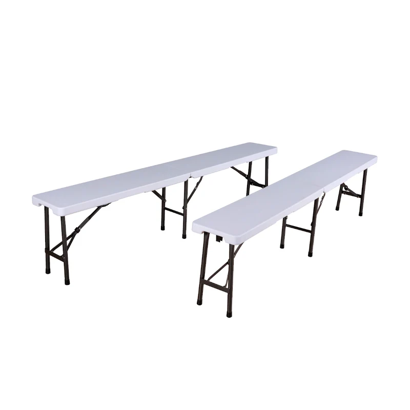 Set Buffettisch mit Klappbänken faltbar 180 cm Weiß (91558)