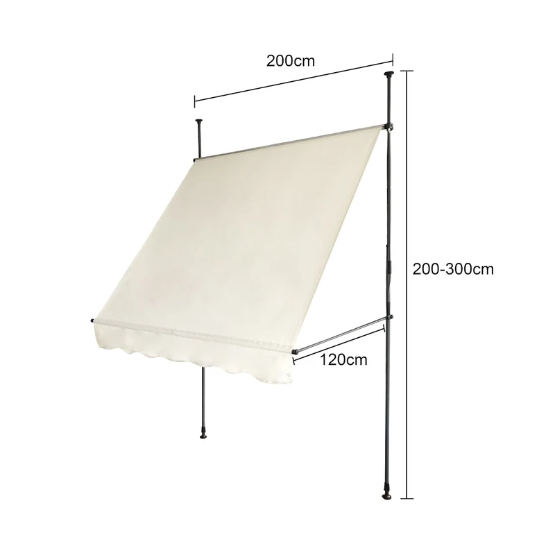 Klemmmarkise 280g/m² Balkon-Markise Vordach Sonnenschutz mit Handkurbel