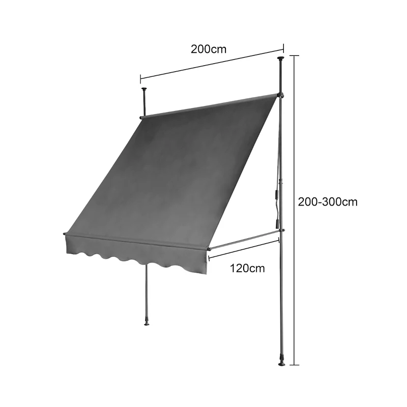 Klemmmarkise 280g/m² Balkon-Markise Vordach Sonnenschutz mit Handkurbel