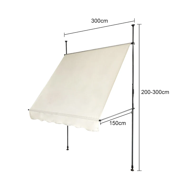 Klemmmarkise 280g/m² Balkon-Markise Vordach Sonnenschutz mit Handkurbel