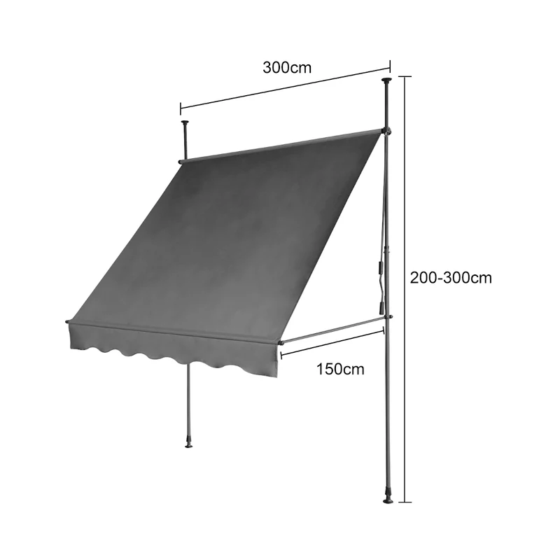 Klemmmarkise 280g/m² Balkon-Markise Vordach Sonnenschutz mit Handkurbel