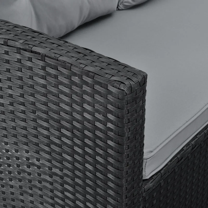 MONROE Garten-Lounge Set Outdoor Rattanlounge Essgruppe Polyrattan Lounge-Möbel Sitzgruppe Schwarz/Grau/Braun