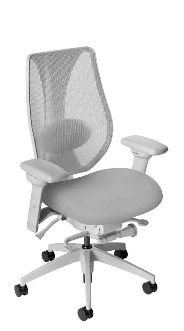 tCentric Hybrid with Mesh Backrest and Upholstered Seat in Light Grey Frame