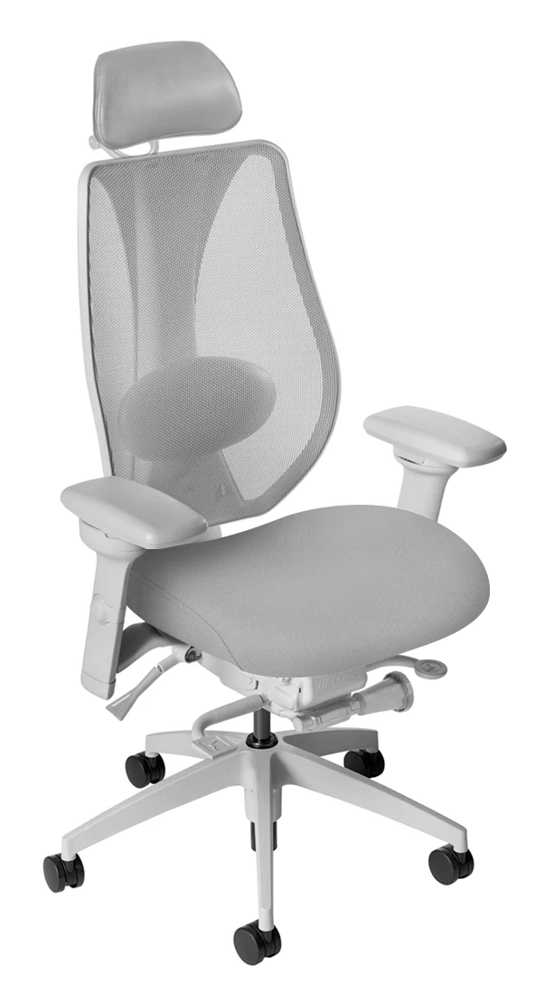 tCentric Hybrid with Mesh Backrest and Upholstered Seat in Light Grey Frame