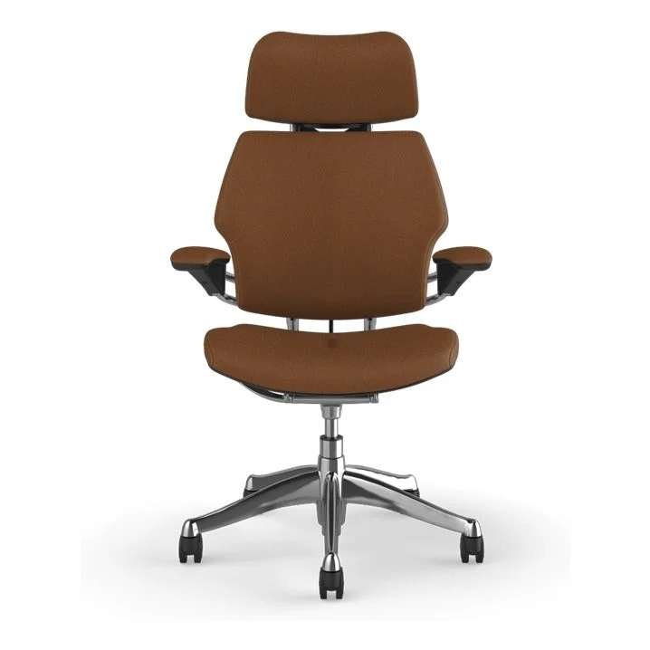 Humanscale Freedom Headrest Chair in Corvara Saddle Leather – Polished Aluminium