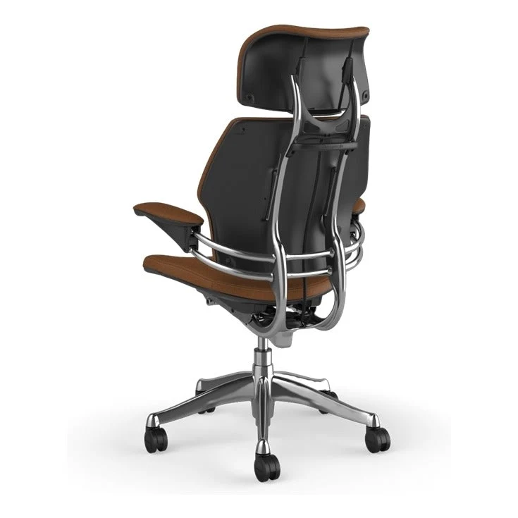 Humanscale Freedom Headrest Chair in Corvara Saddle Leather – Polished Aluminium