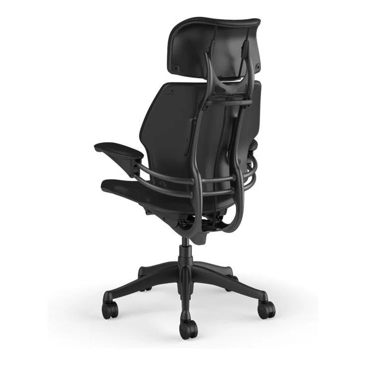 Humanscale Freedom Headrest Chair in Leather – Obsidian, Graphite Frame