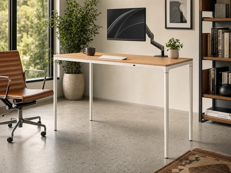 Forma Four-Leg Electric Sit Stand Table 1600mm Oak/White