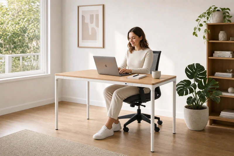 Forma Four-Leg Electric Sit Stand Table 1600mm Oak/White