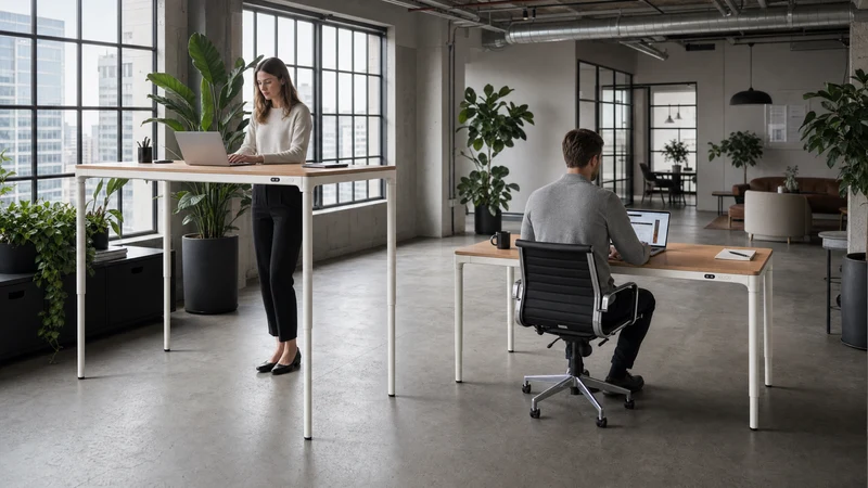Forma Four-Leg Electric Sit Stand Table 1600mm Oak/White