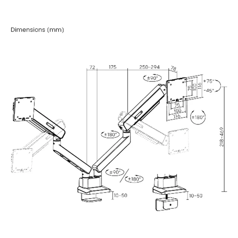 Float Dual Monitor Arm
