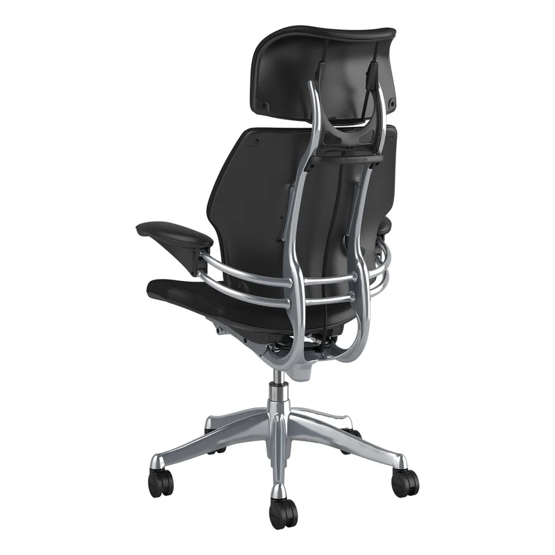 Humanscale Freedom Headrest Chair in Leather – Obsidian, Polished Aluminium