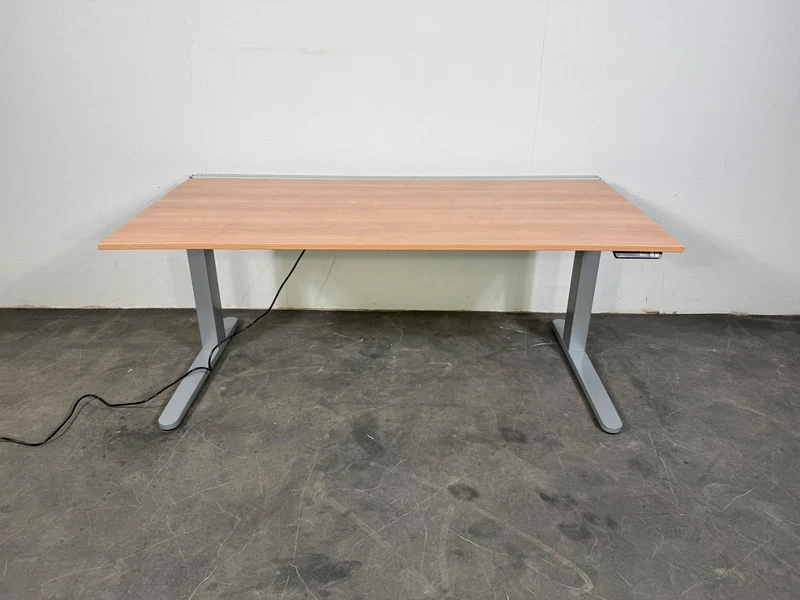 VS Elektrisch Höhenverstellbarer Schreibtisch helles Nussbaum