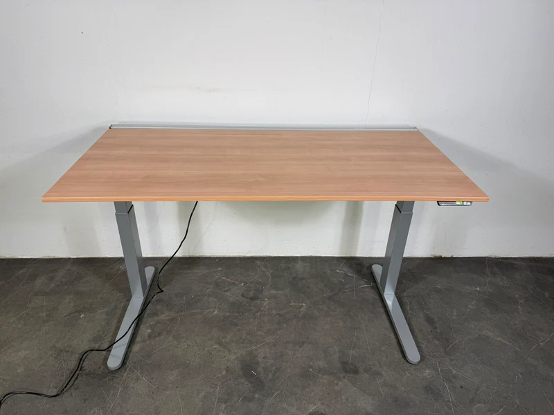 VS Elektrisch Höhenverstellbarer Schreibtisch helles Nussbaum