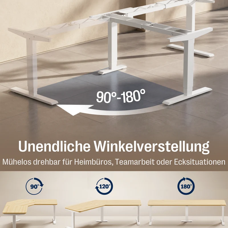 Maidesite T3 Pro Max – 3-Bein höhenverstellbares Schreibtischgestell mit 3 Motoren