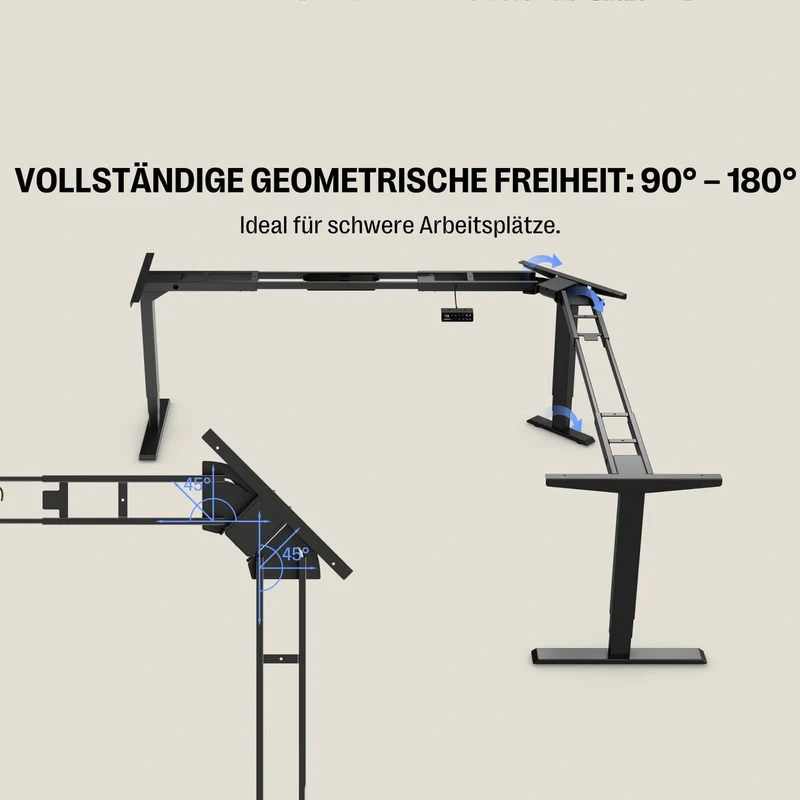 Maidesite T3 Pro Max – 3-Bein höhenverstellbares Schreibtischgestell mit 3 Motoren